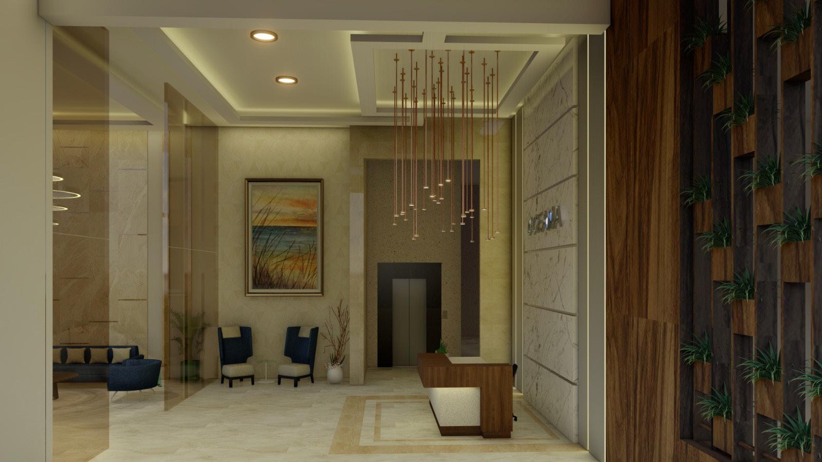 Grand entrance lobby at Zen Oceana, Dadar West