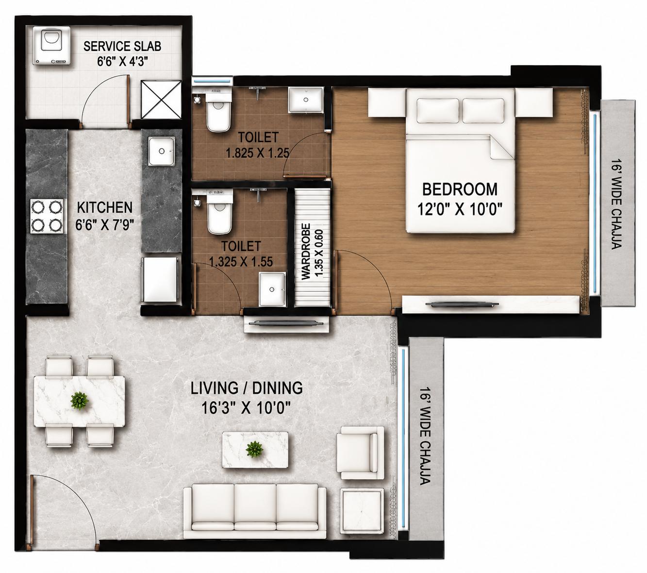 1BHK Premium floor plan