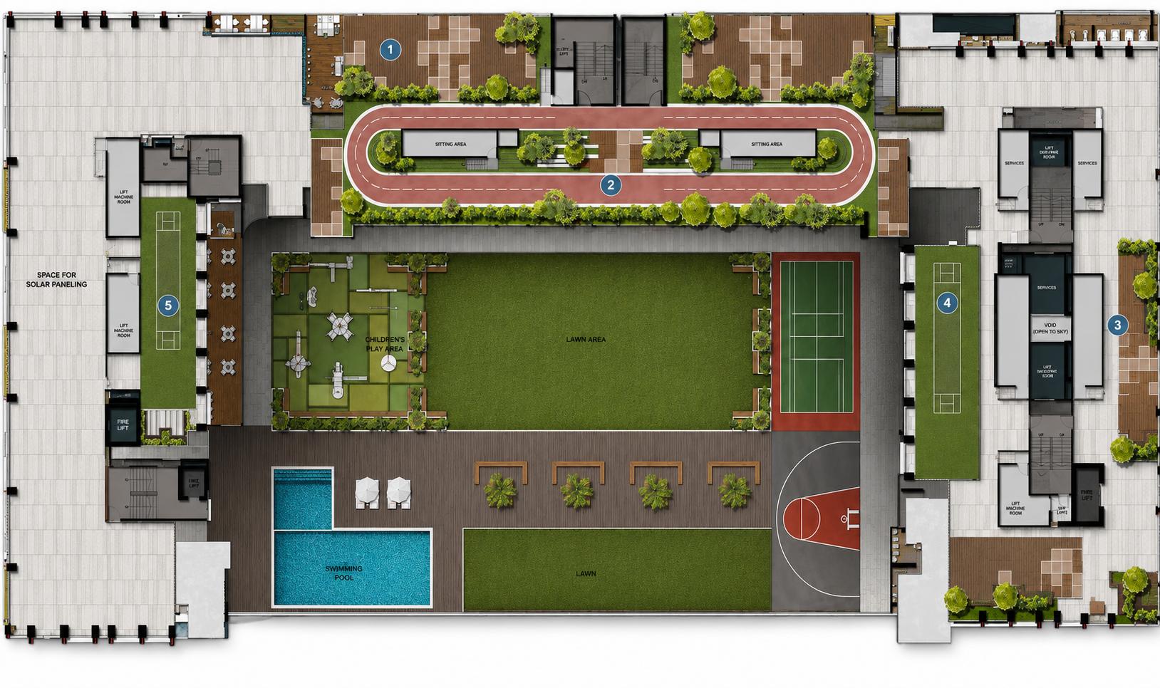 Rooftop terrace at Roswalt Zaiden, Jogeshwari West
