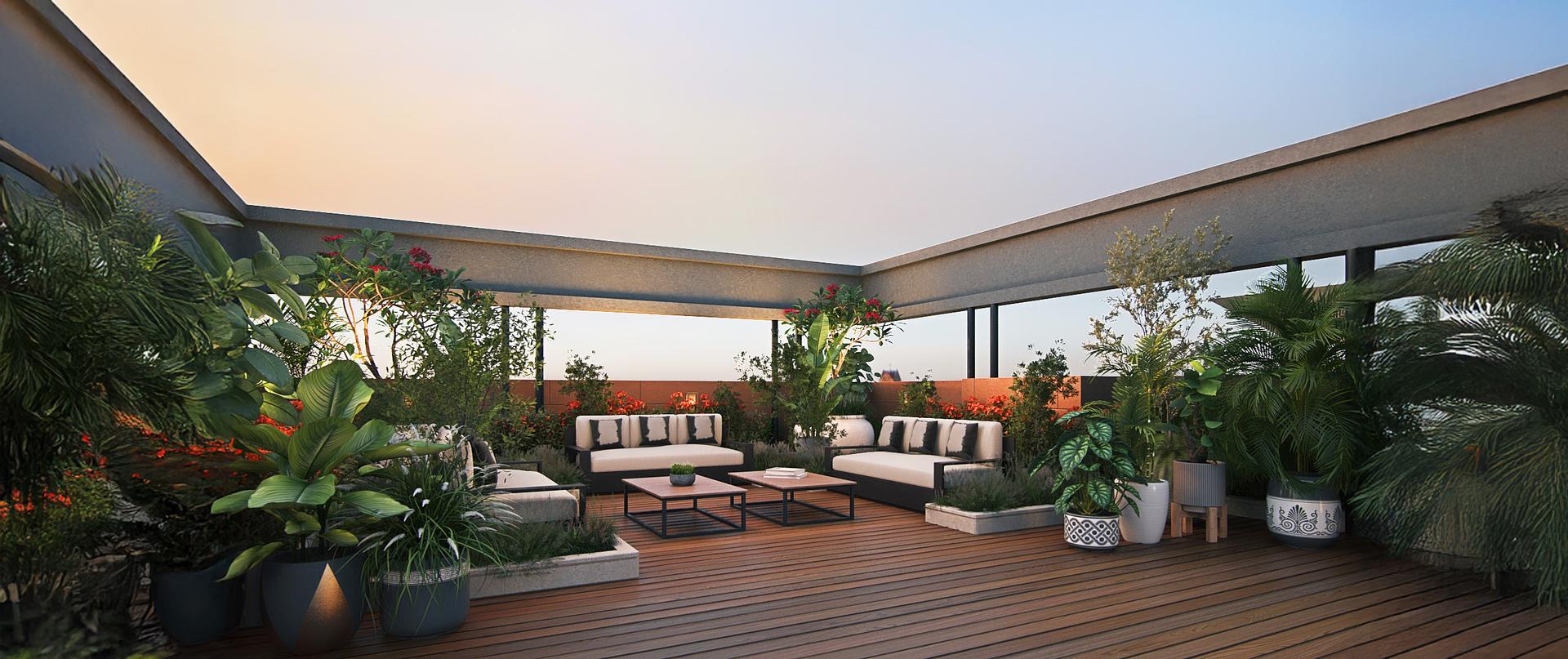 Rooftop terrace at Vaswani Seascape, Juhu