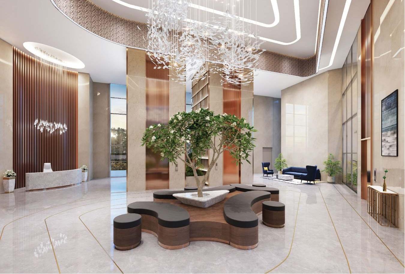 Grand entrance lobby at Raunak Centrum, Sion