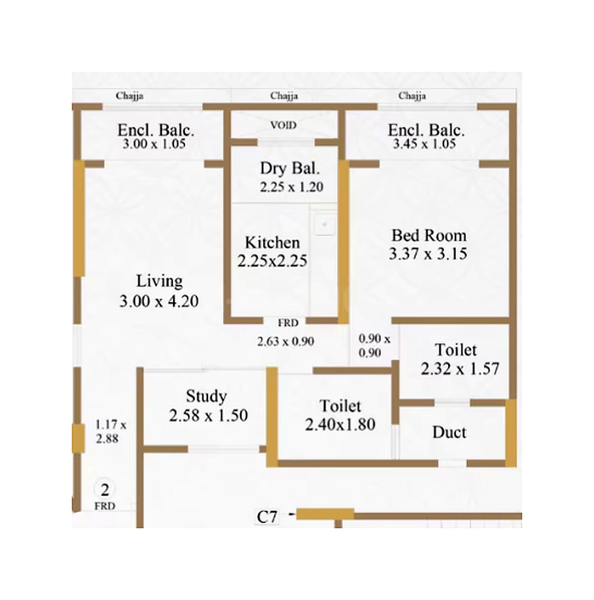 1.5BHK floor plan