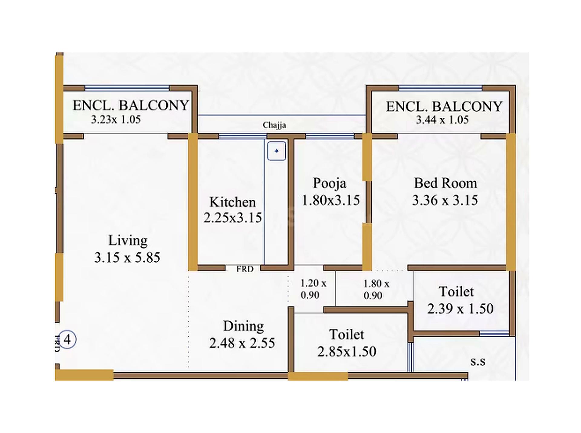 1BHK Elite floor plan