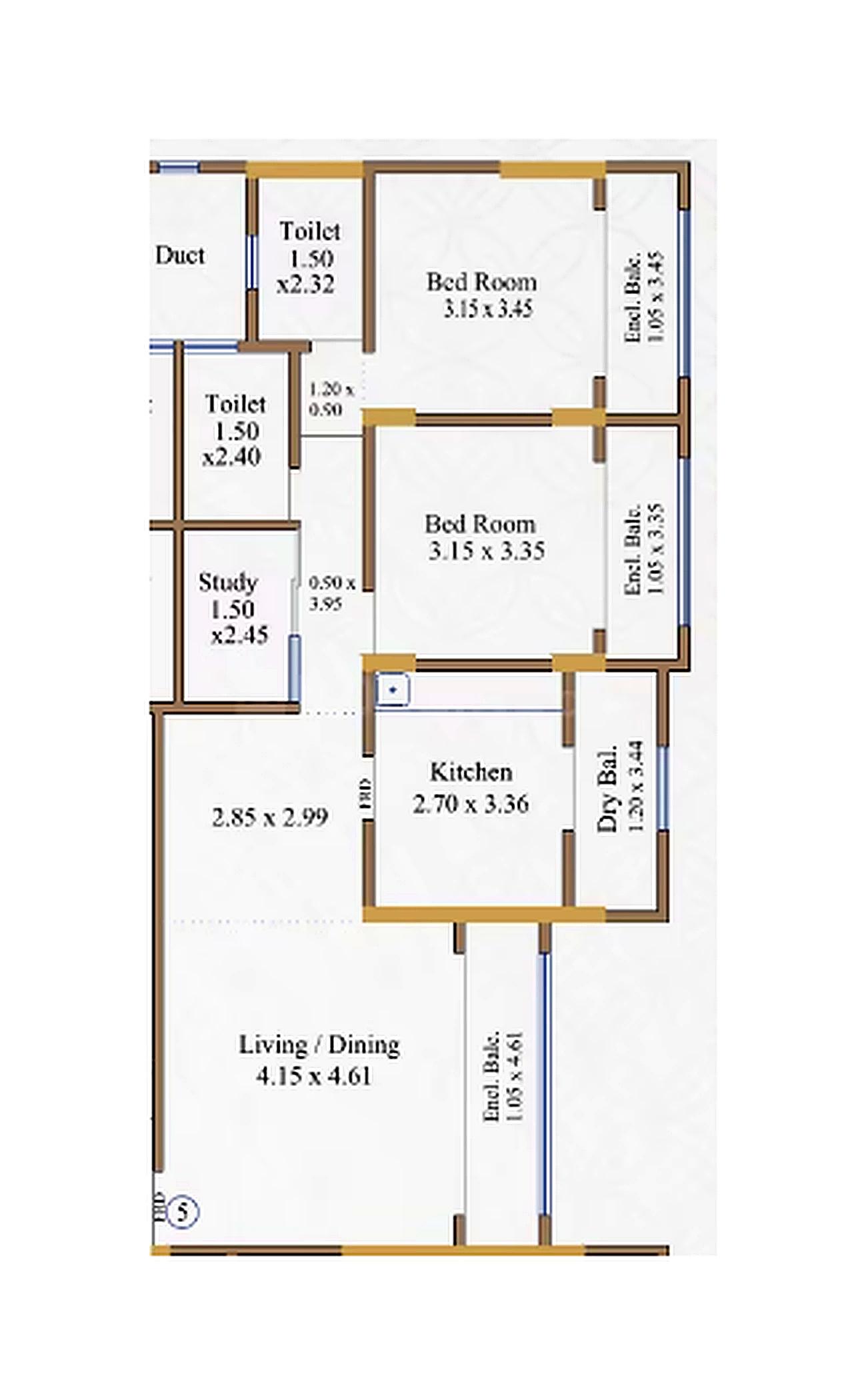 2.5BHK Luxury floor plan