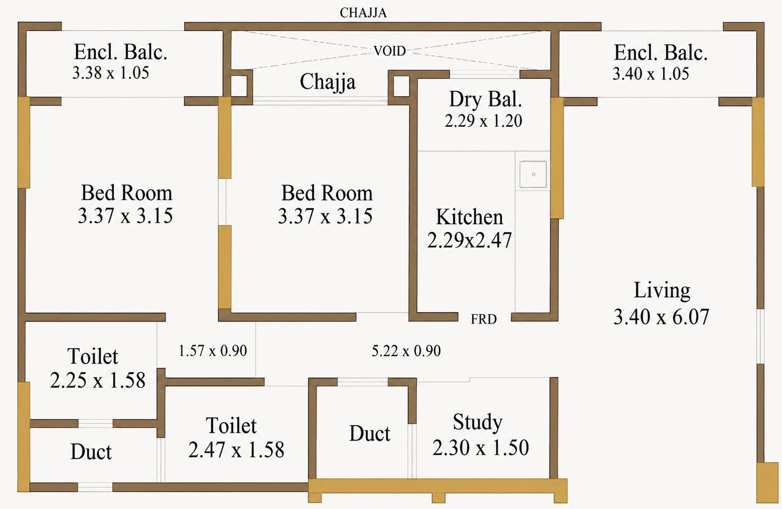 2.5BHK Grand floor plan