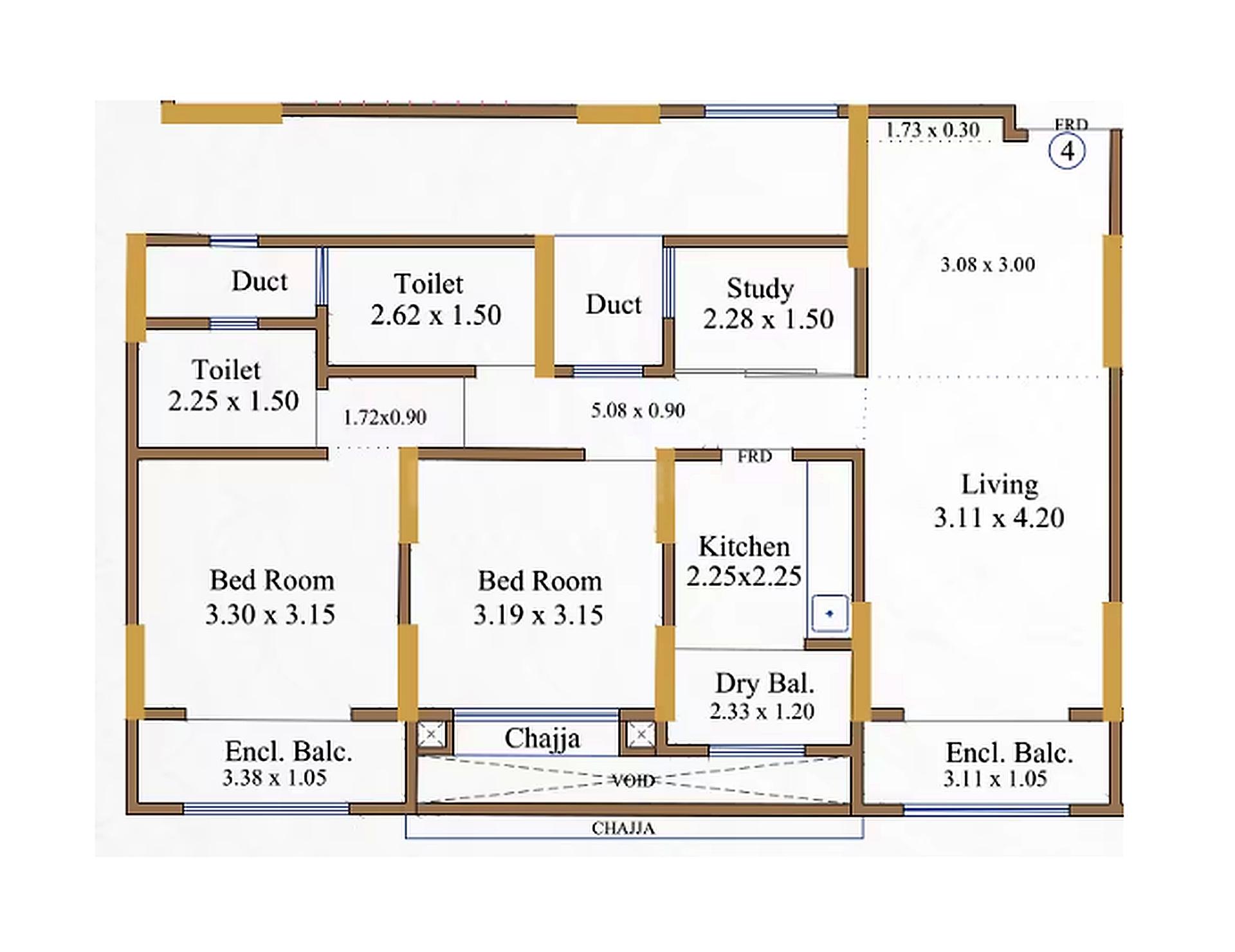 2.5BHK Premium floor plan