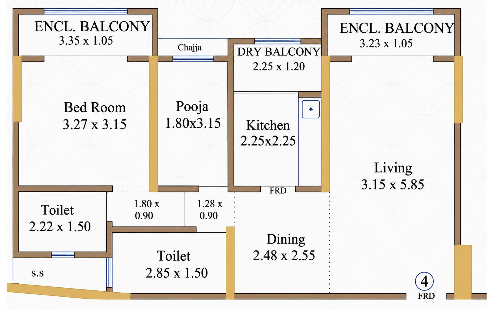 1BHK Luxury floor plan
