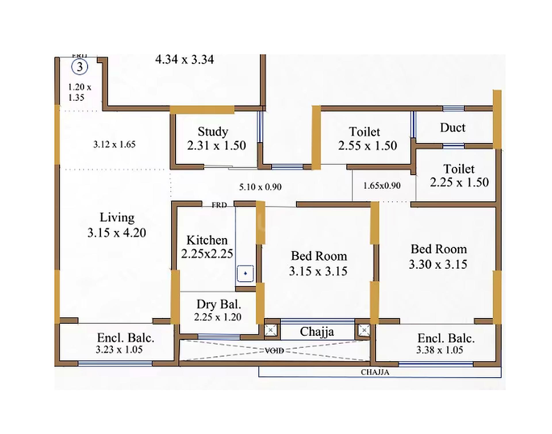 2.5BHK floor plan