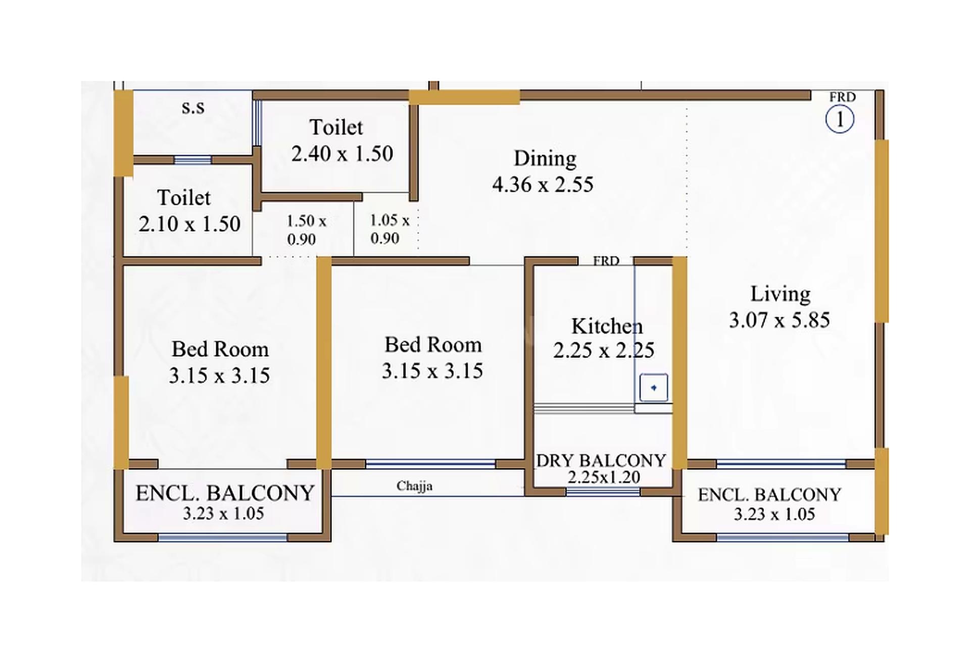 2BHK Premium floor plan