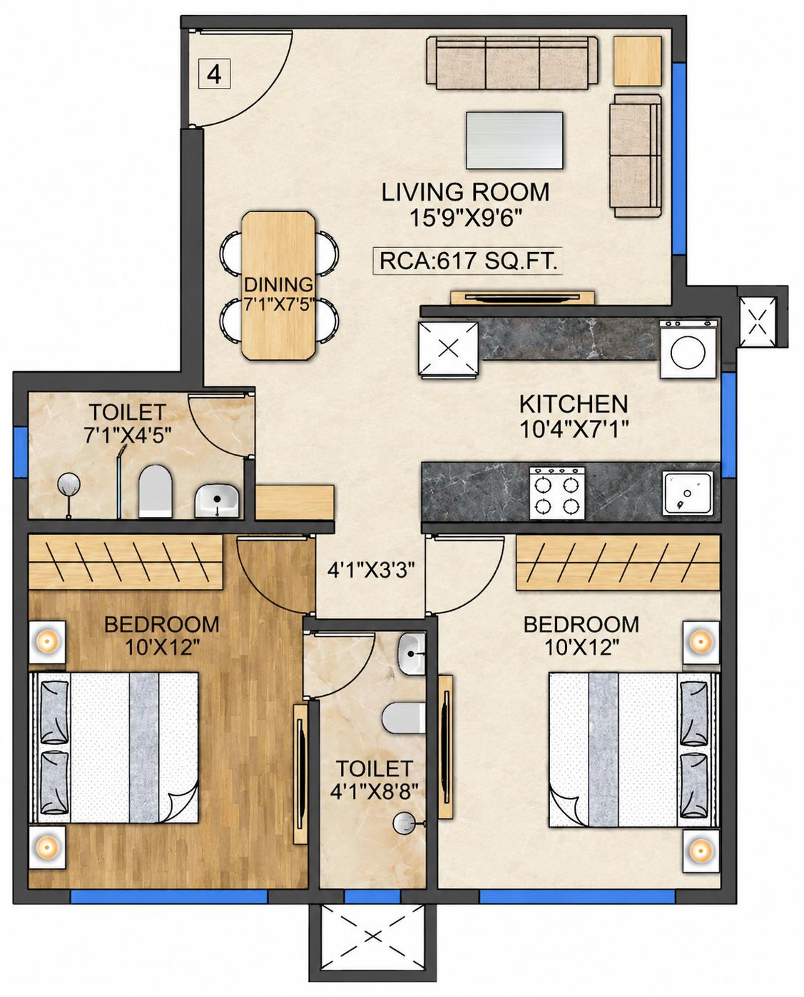 2BHK Signture floor plan