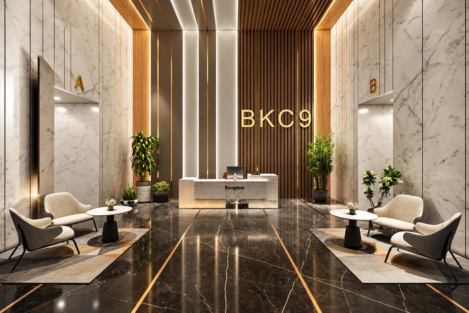Grand entrance lobby at Shapoorji Pallonji BKC 9, Bandra East