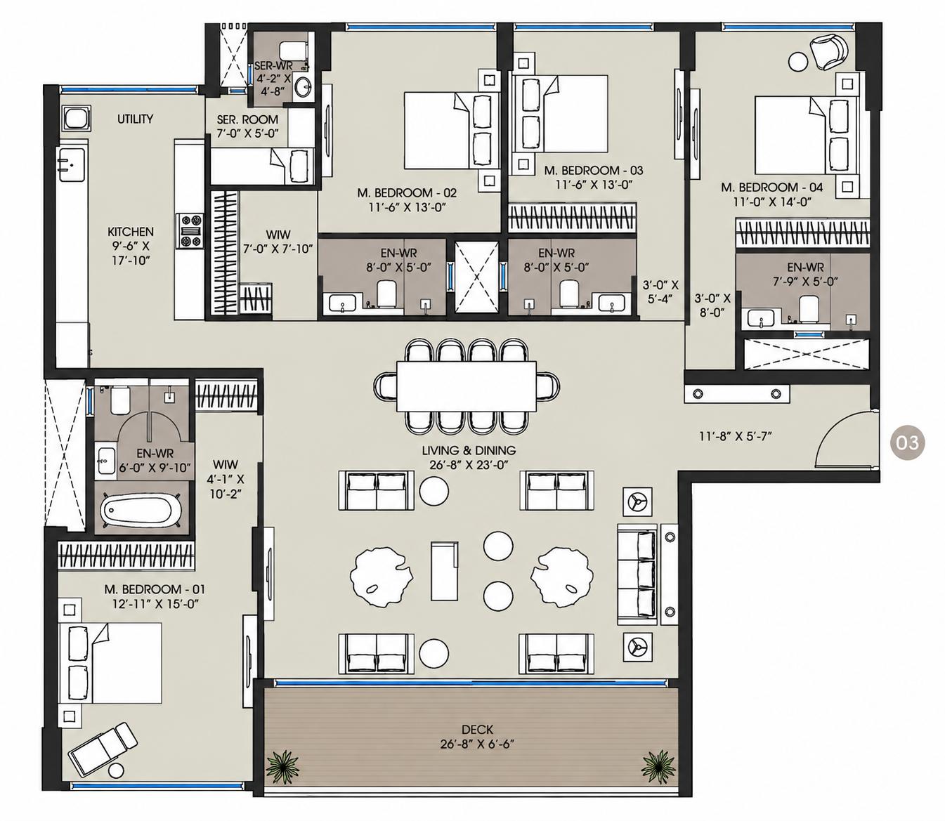 4BHK Elite floor plan