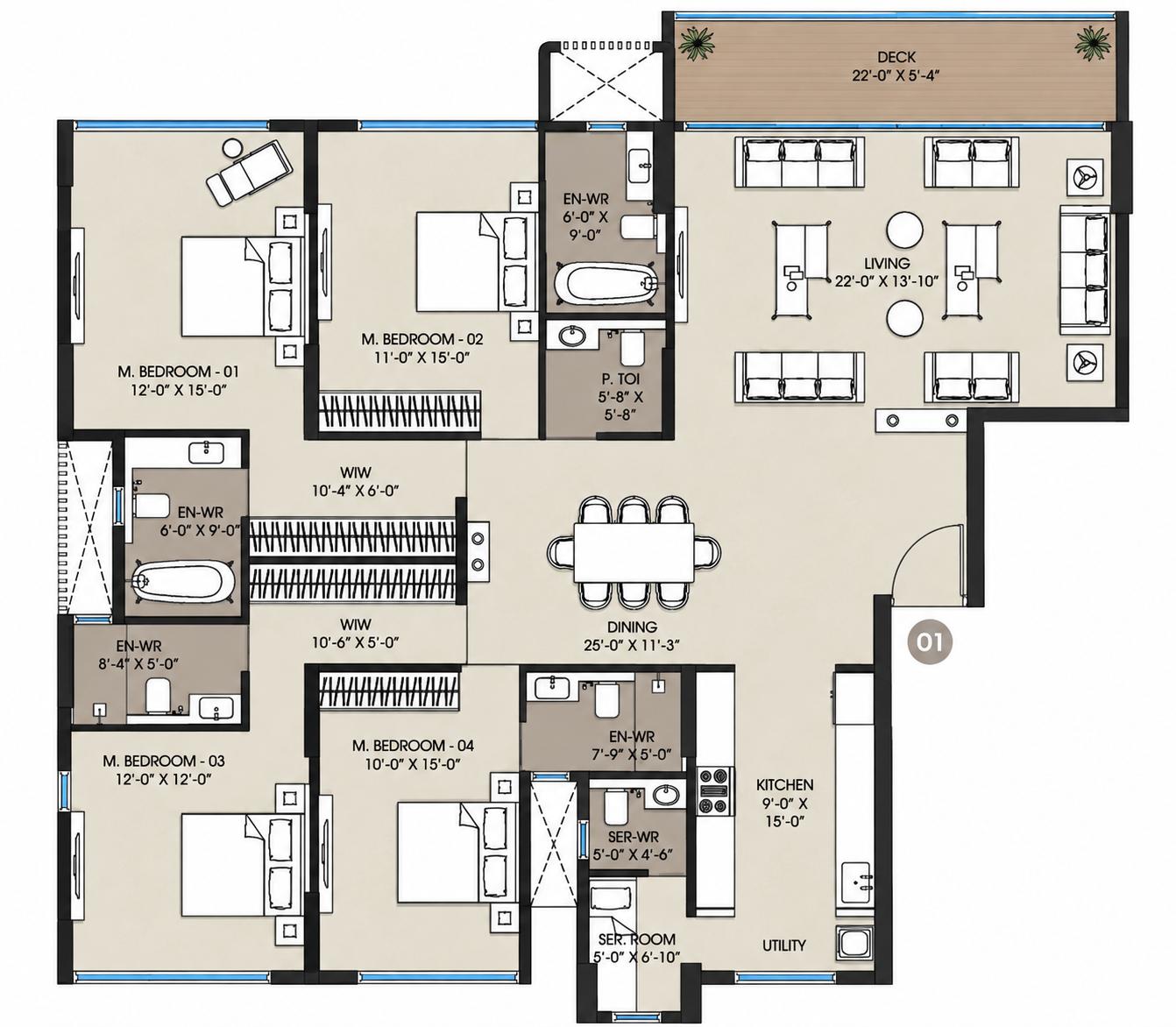 4BHK floor plan