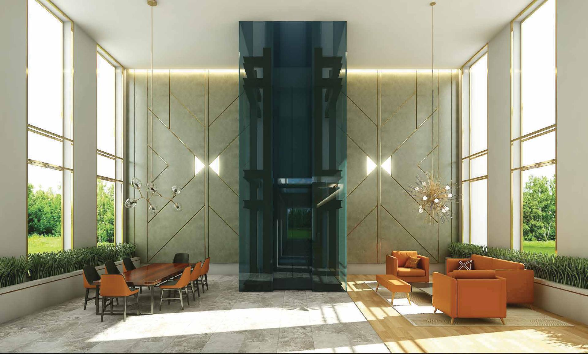 Grand entrance lobby at Hubtown Celeste, Worli