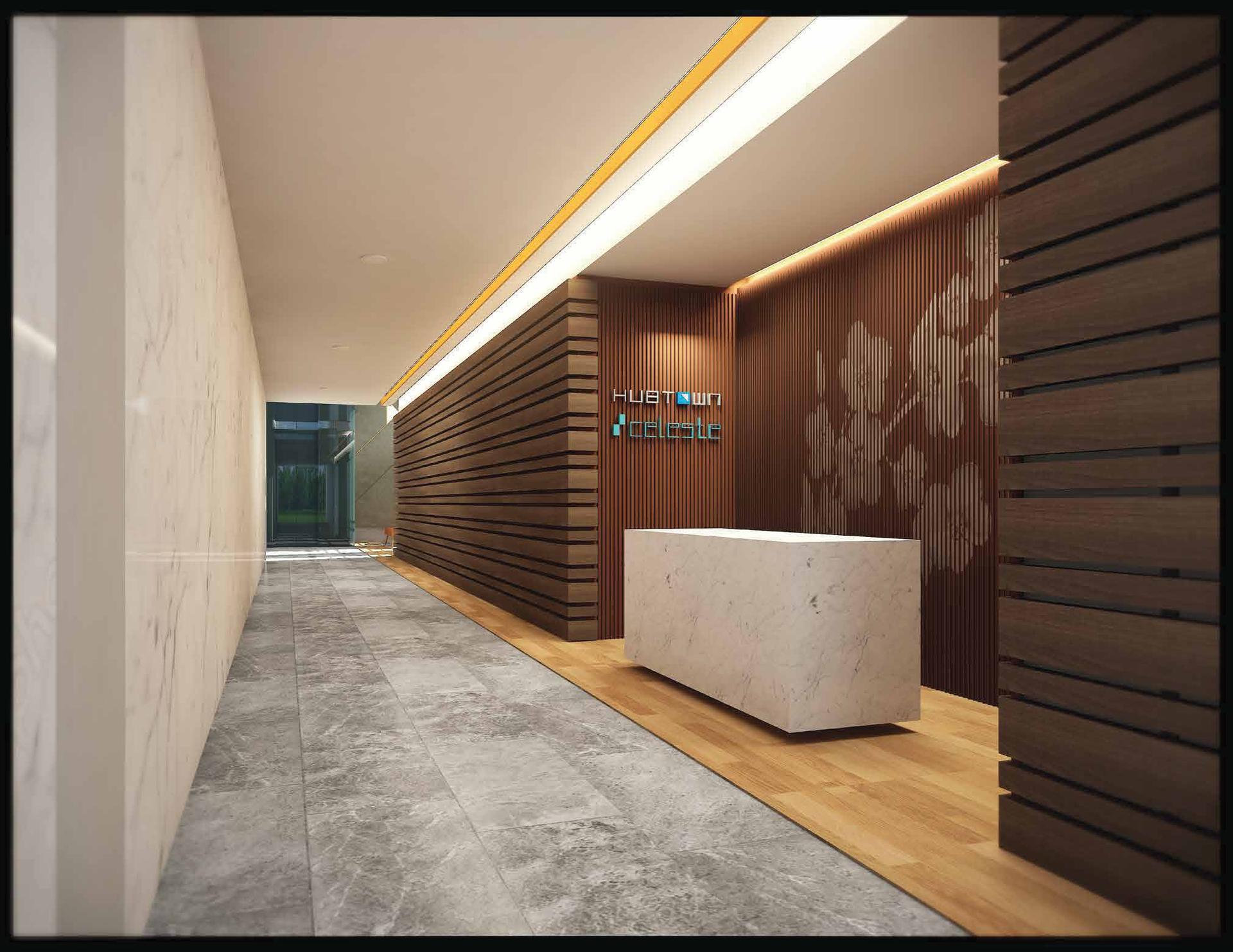 Grand entrance lobby at Hubtown Celeste, Worli