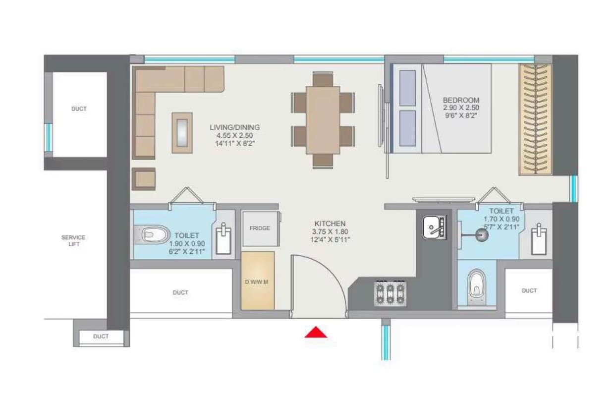 1BHK floor plan