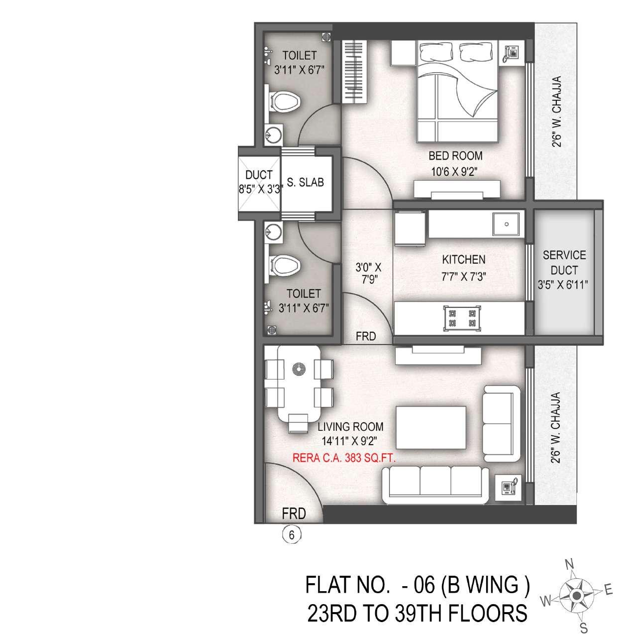 1BHK Premium floor plan