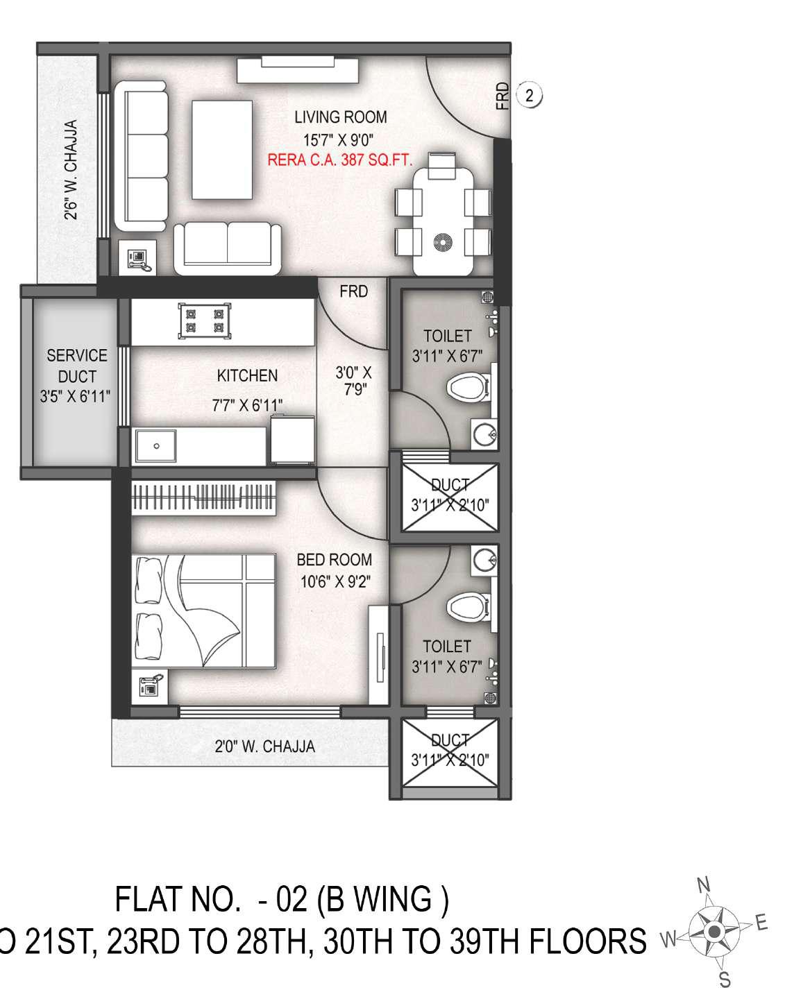 1BHK Luxury floor plan