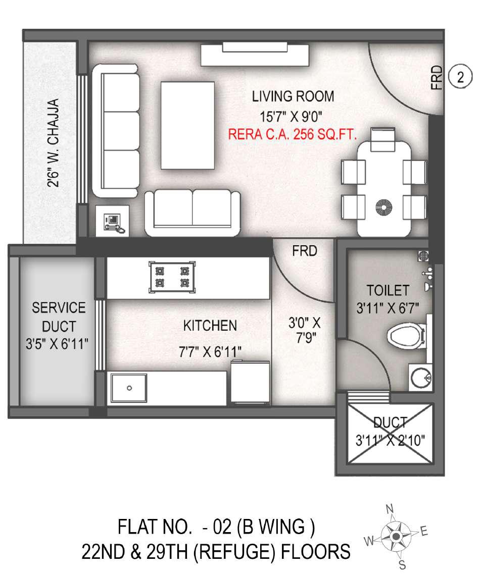 1RK floor plan