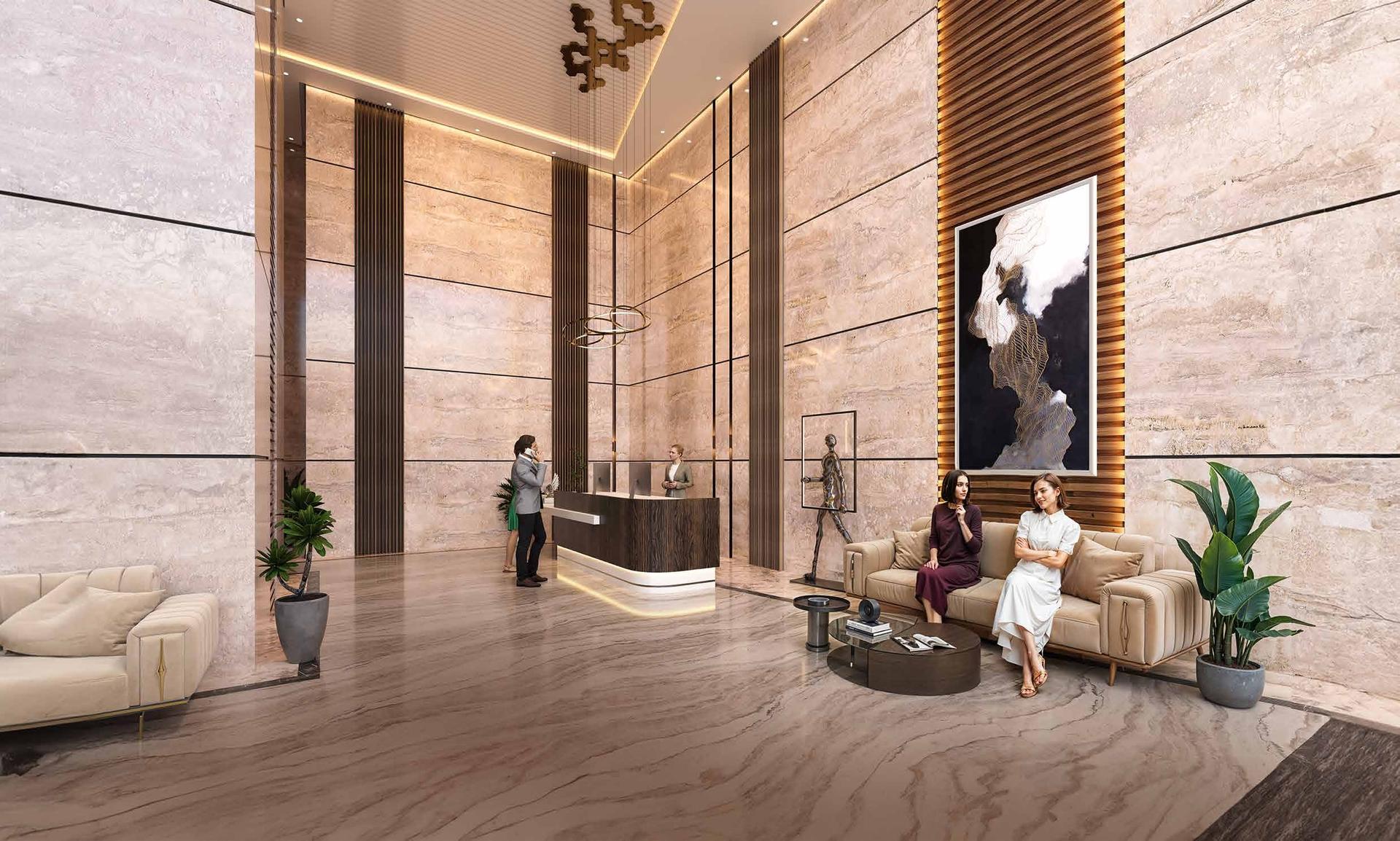 Grand entrance lobby at Ambit Primoris, Kandivali West