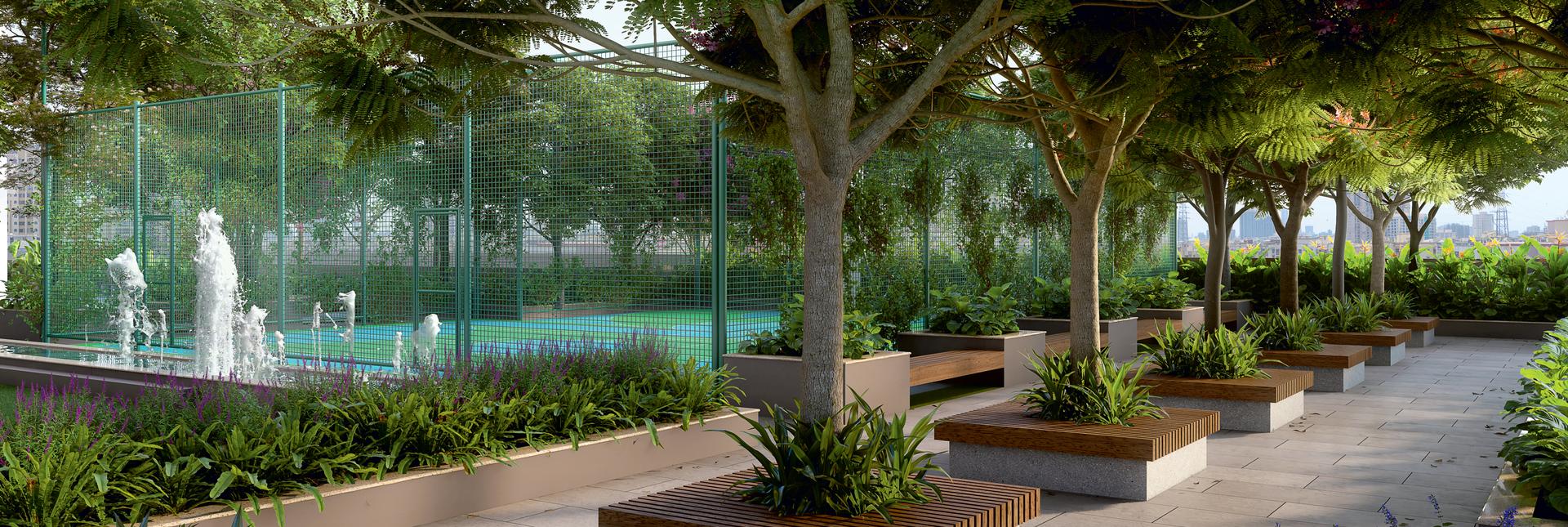 Landscaped gardens at Ashish Windsor, Bhayandar West
