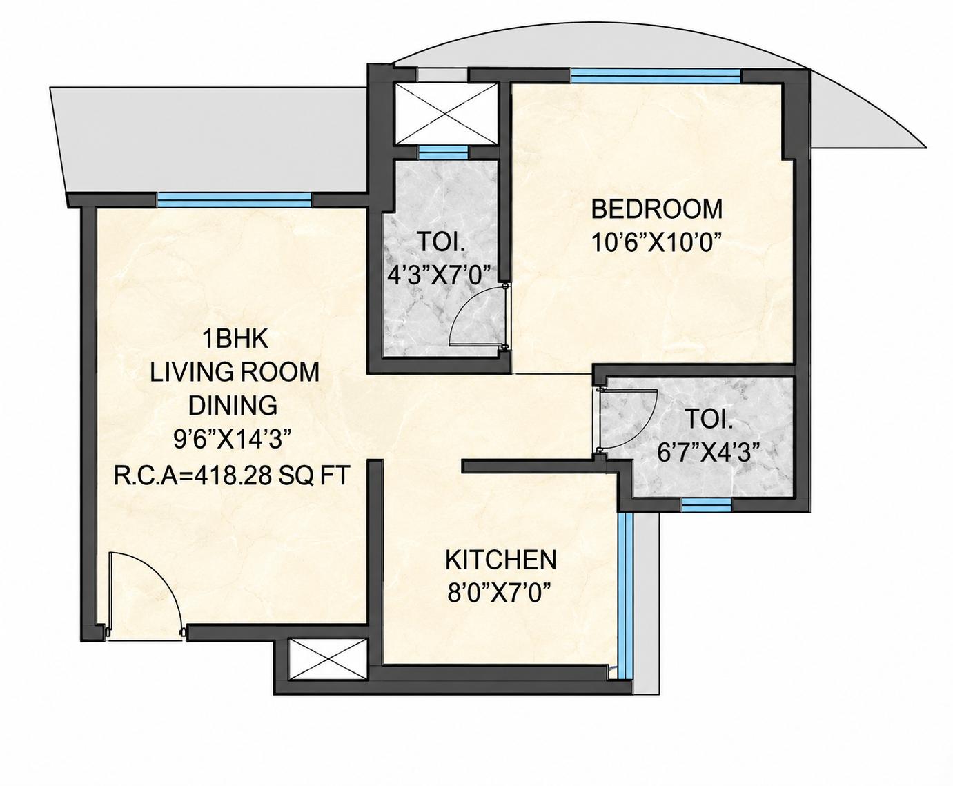 1BHK floor plan