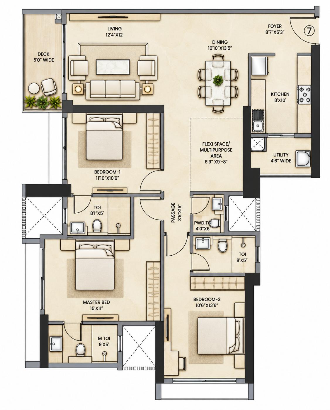 3.5BHK floor plan