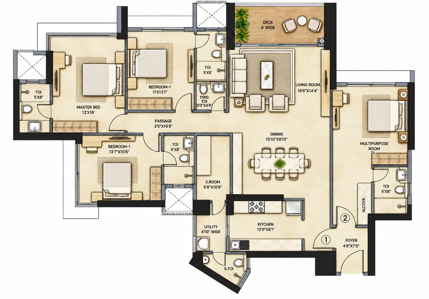 4BHK floor plan