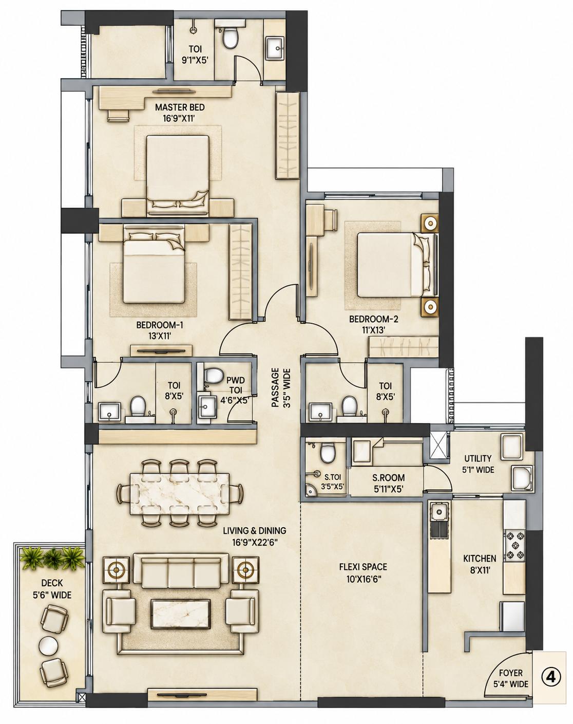 3.5BHK floor plan
