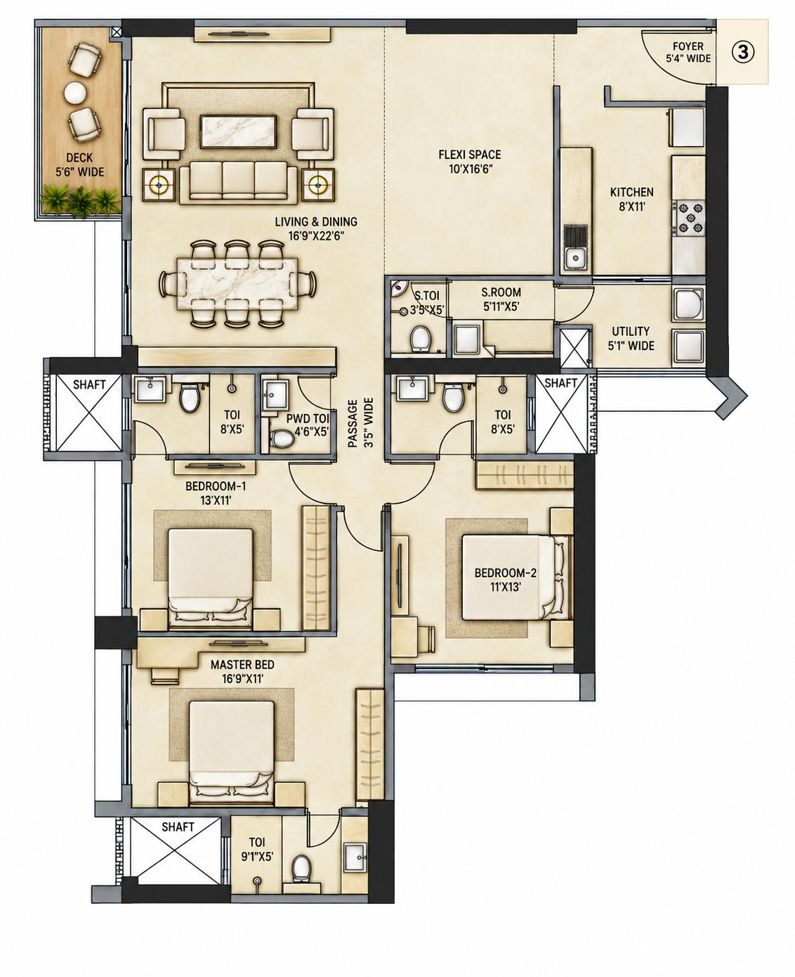 3.5BHK floor plan