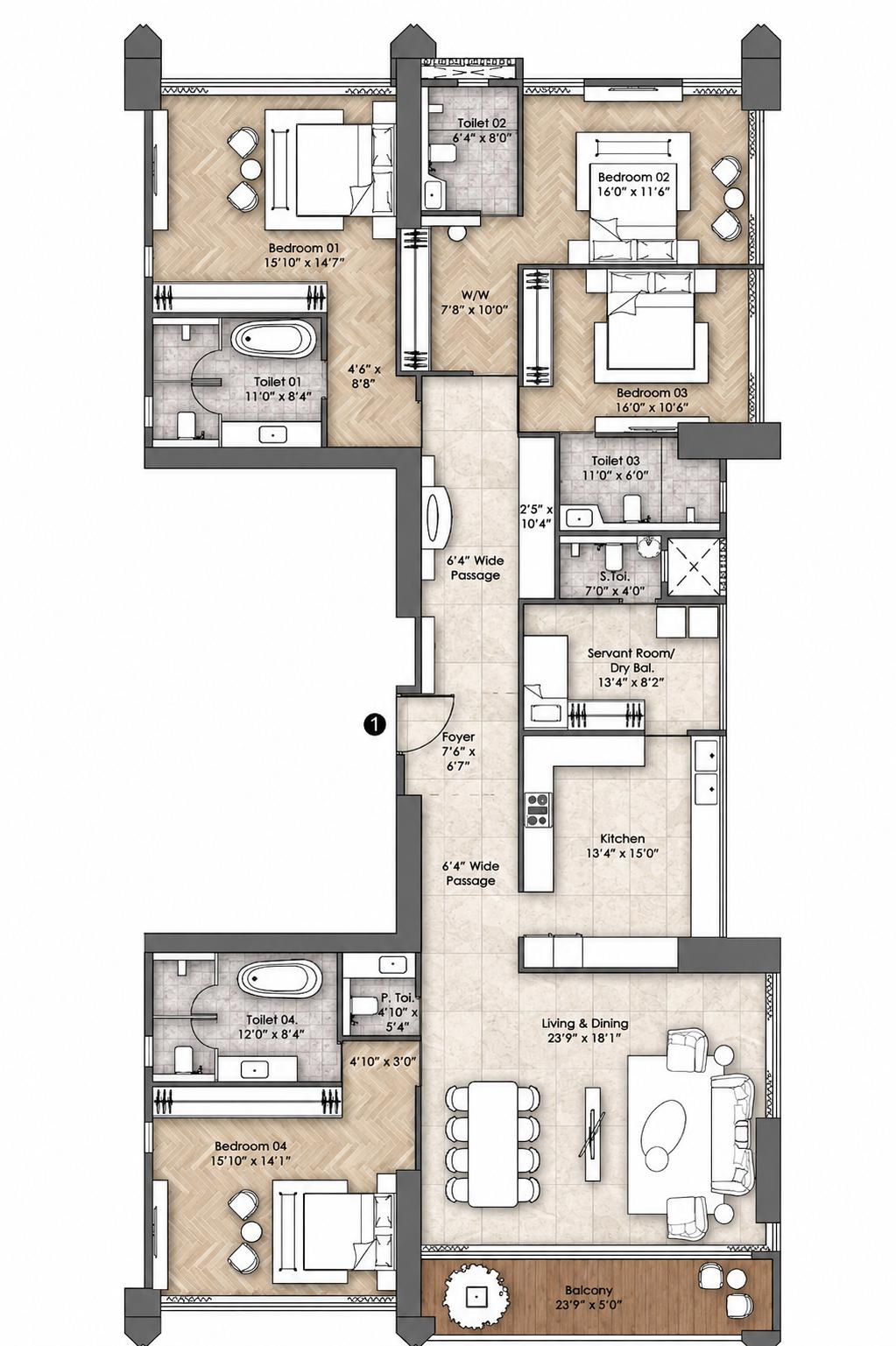4BHK Premium floor plan