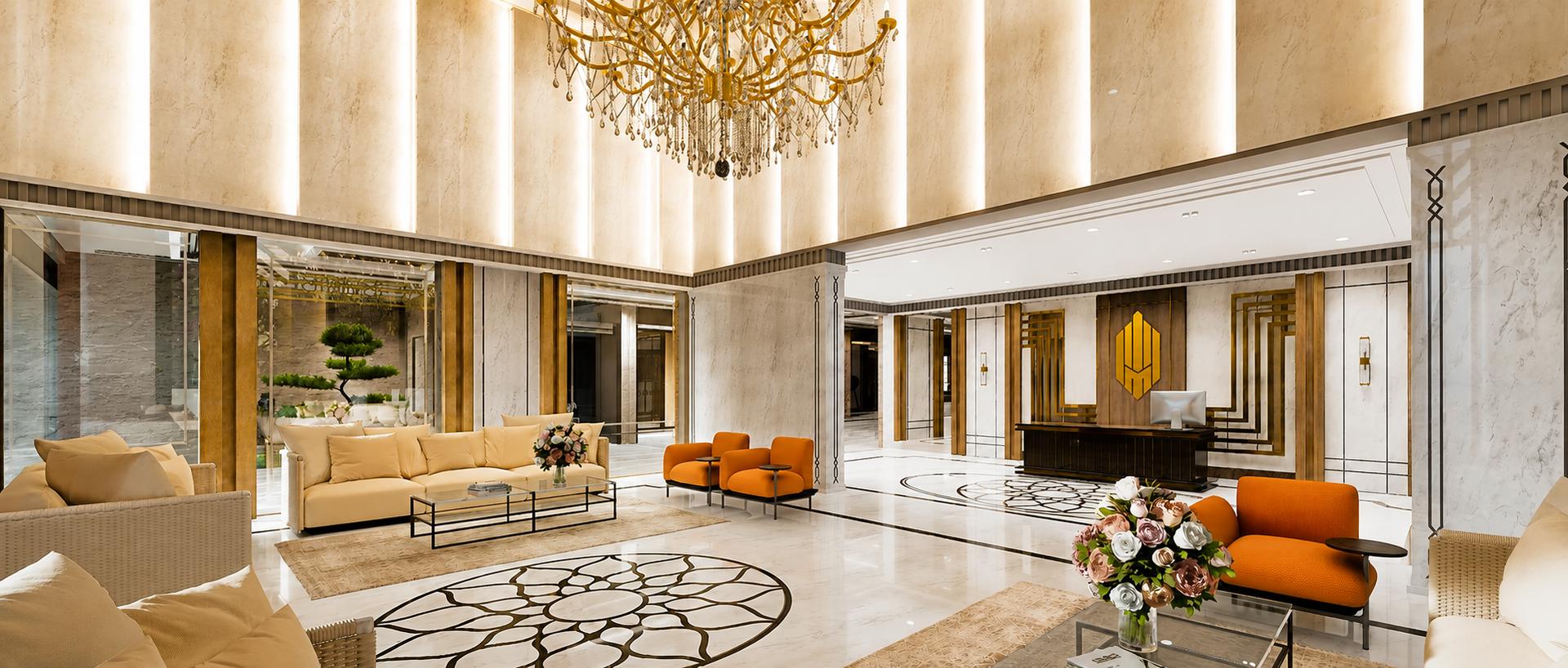 Grand entrance lobby at Taksheel The Manor, Chowpatty
