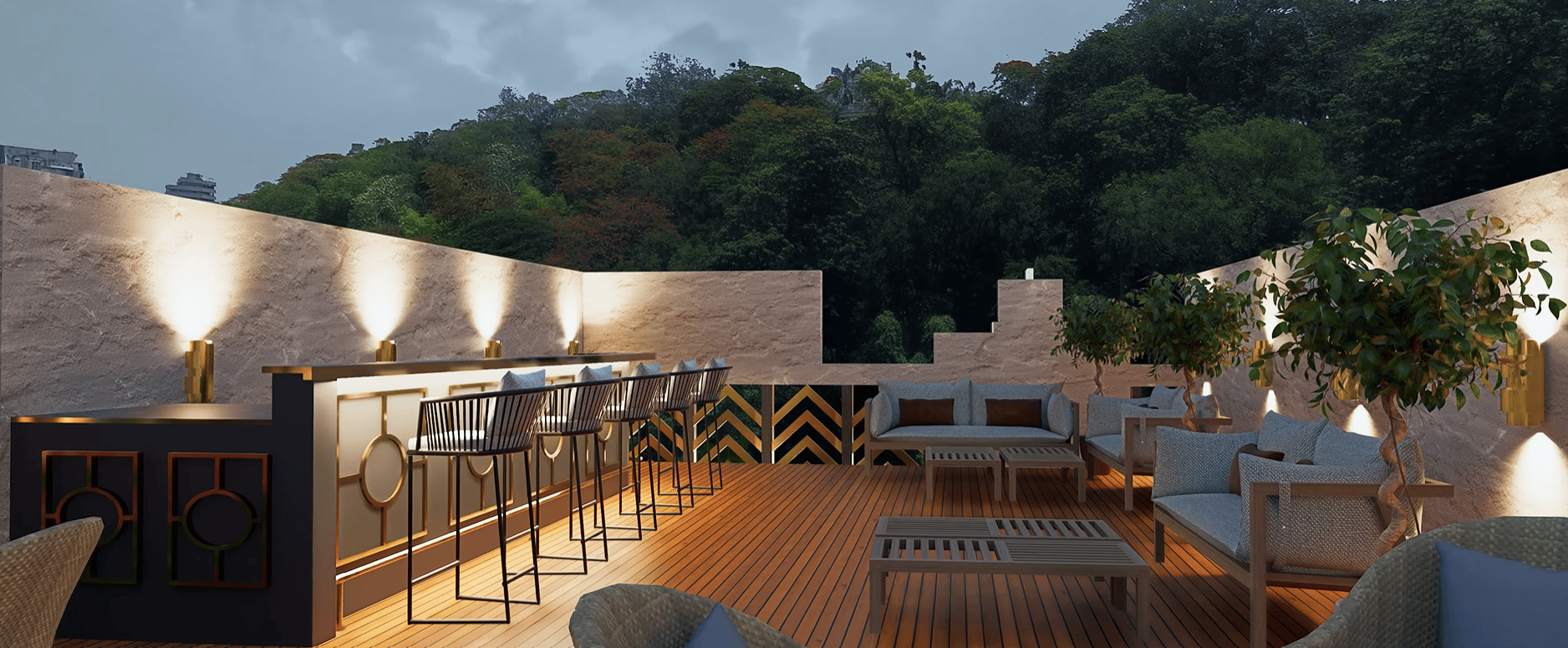 Rooftop terrace at Taksheel The Manor, Chowpatty