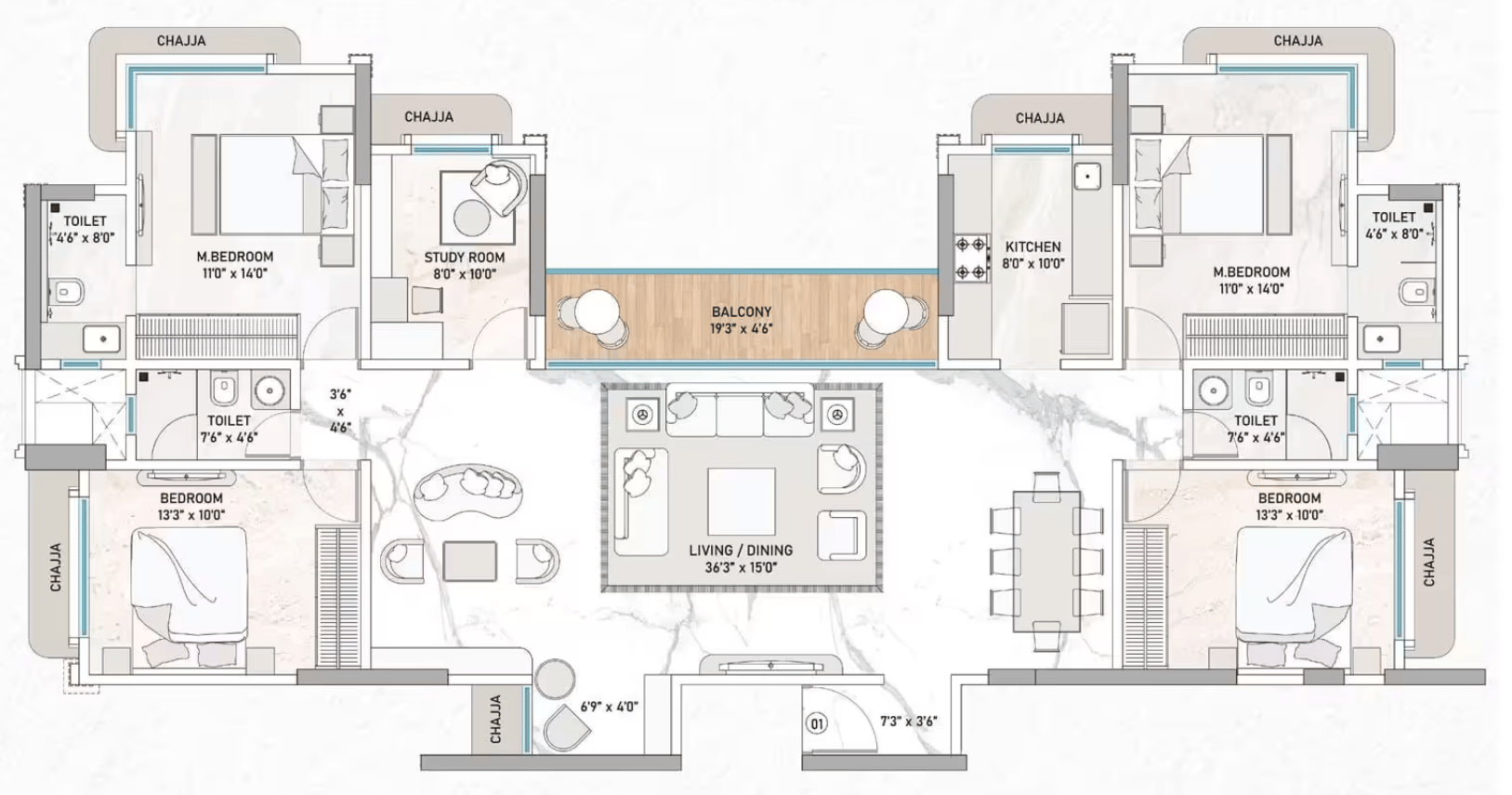 4 BHK - Eternia floor plan