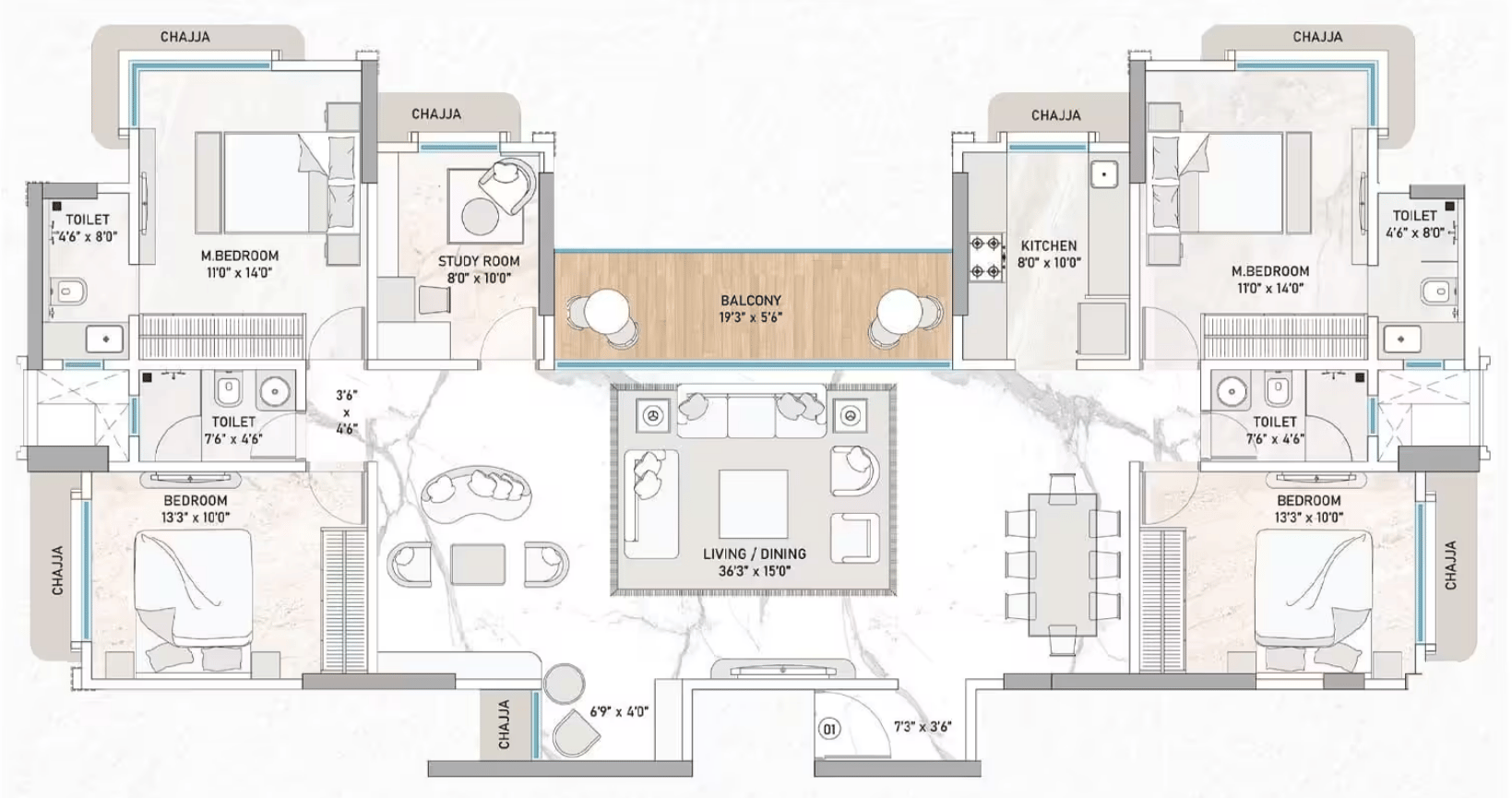 4 BHK - Imperia floor plan
