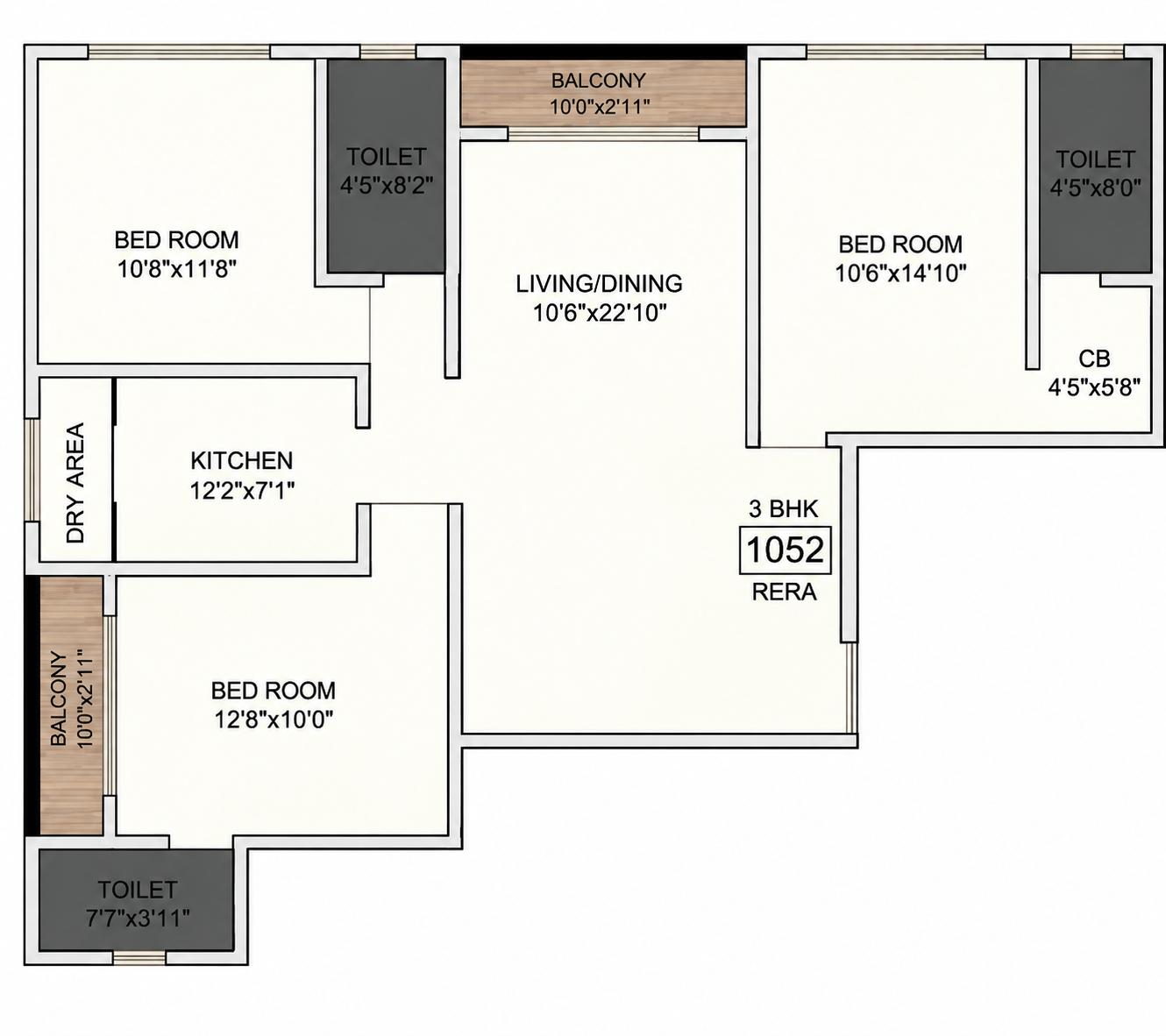 3BHK Luxury floor plan