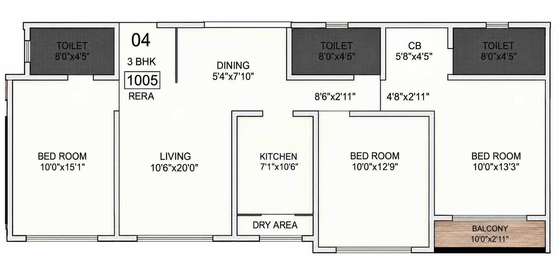 3BHK Elite floor plan