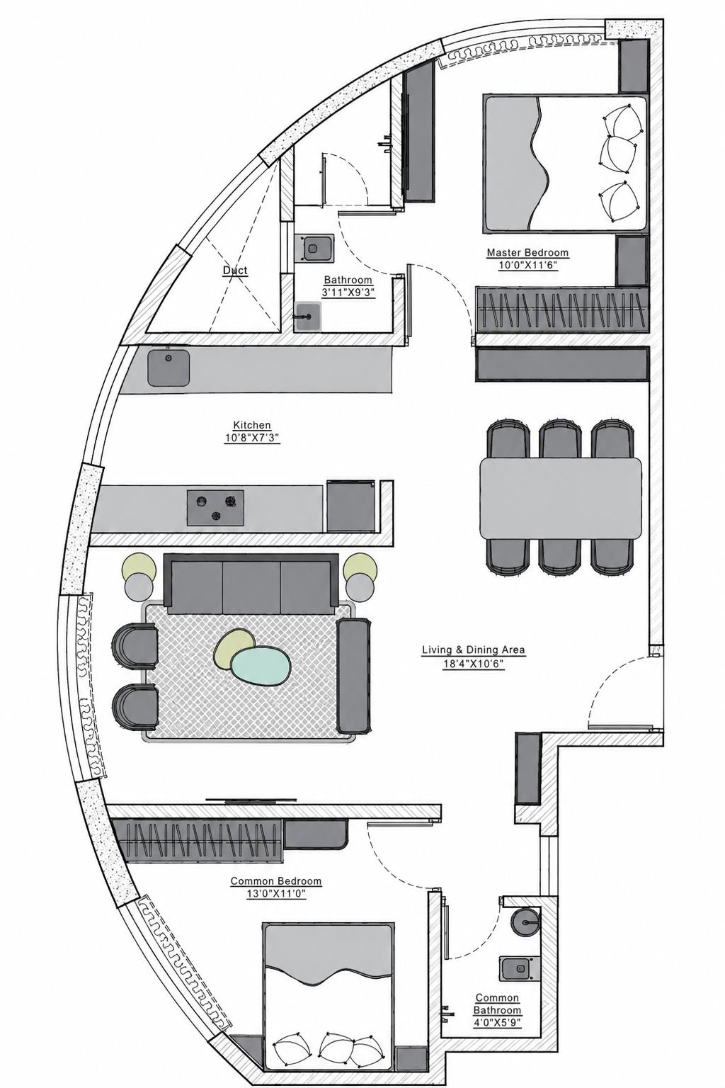 2 BHK Type2 - Wing A floor plan