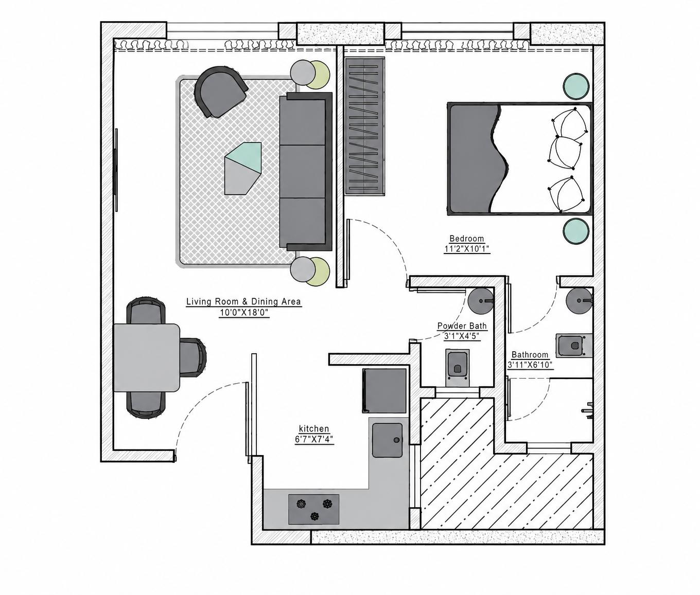 1 BHK - Wing A floor plan