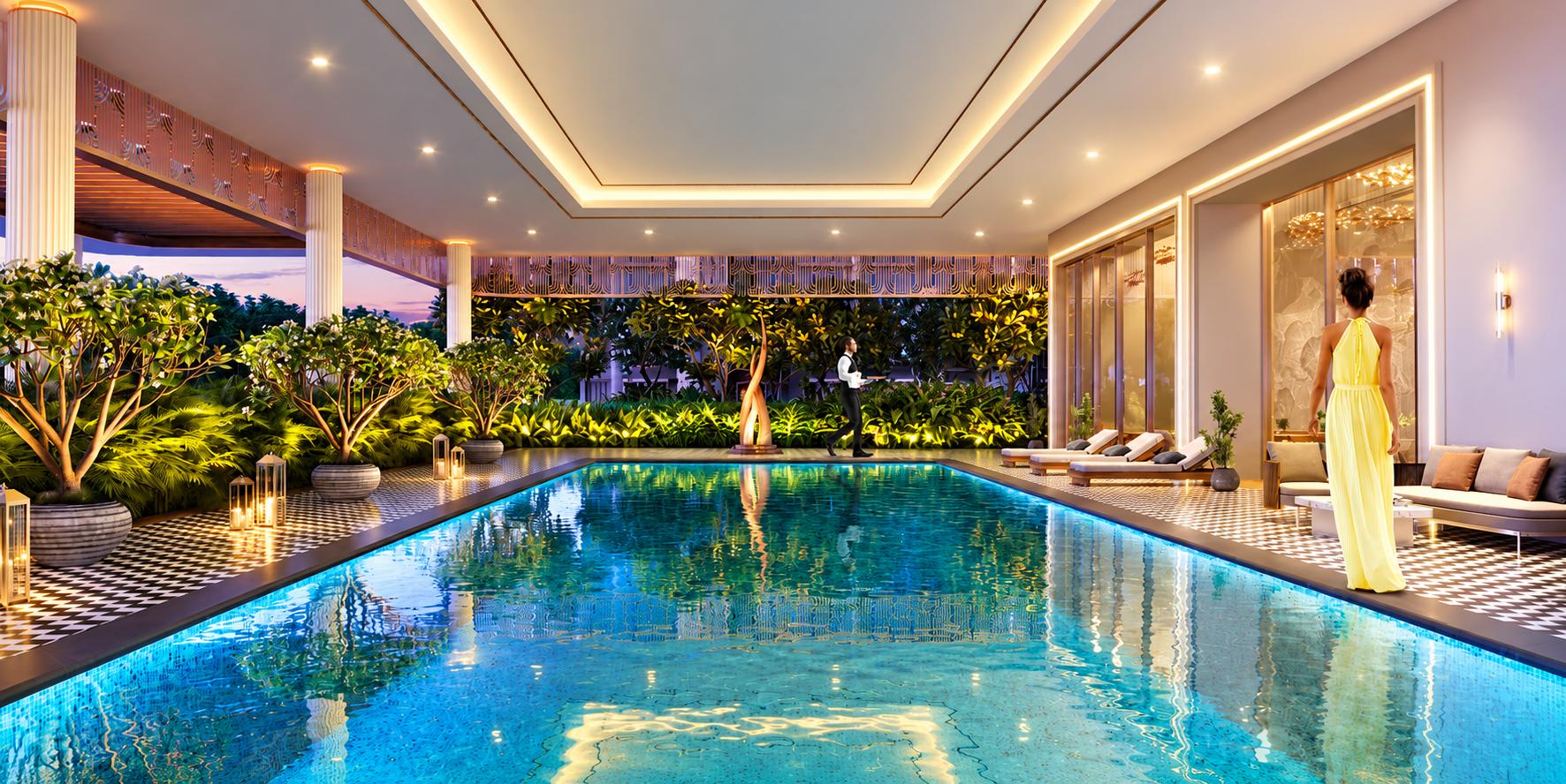 Swimming pool at Lodha Corinthia, Kanjurmarg West