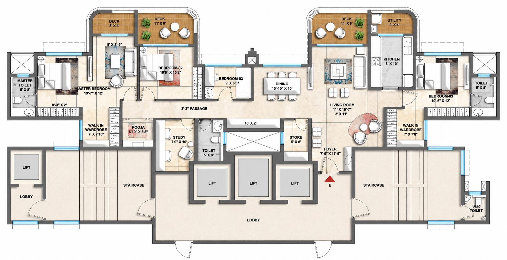 3.5BHK Premium floor plan