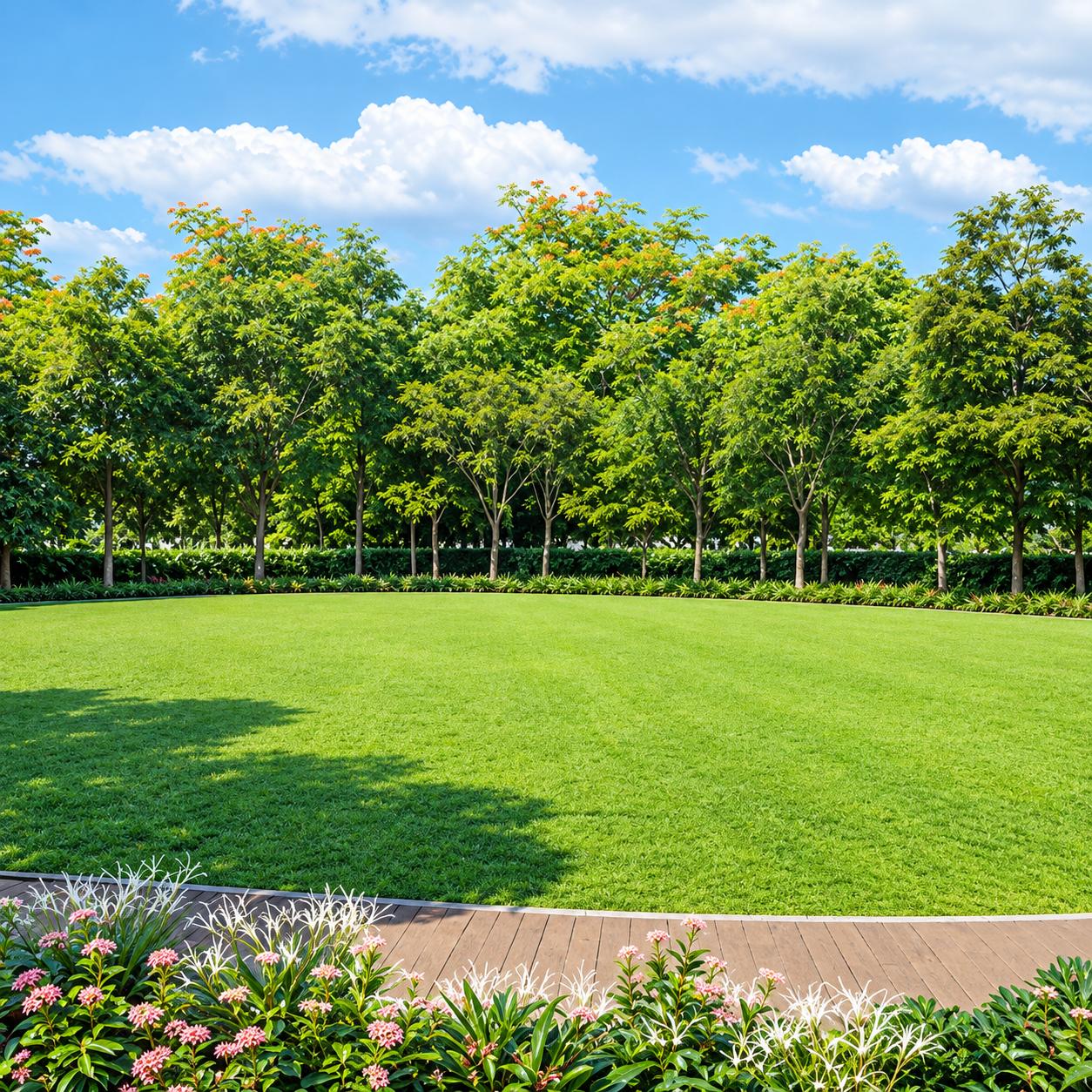 Landscaped gardens at Lodha Corinthia, Kanjurmarg West