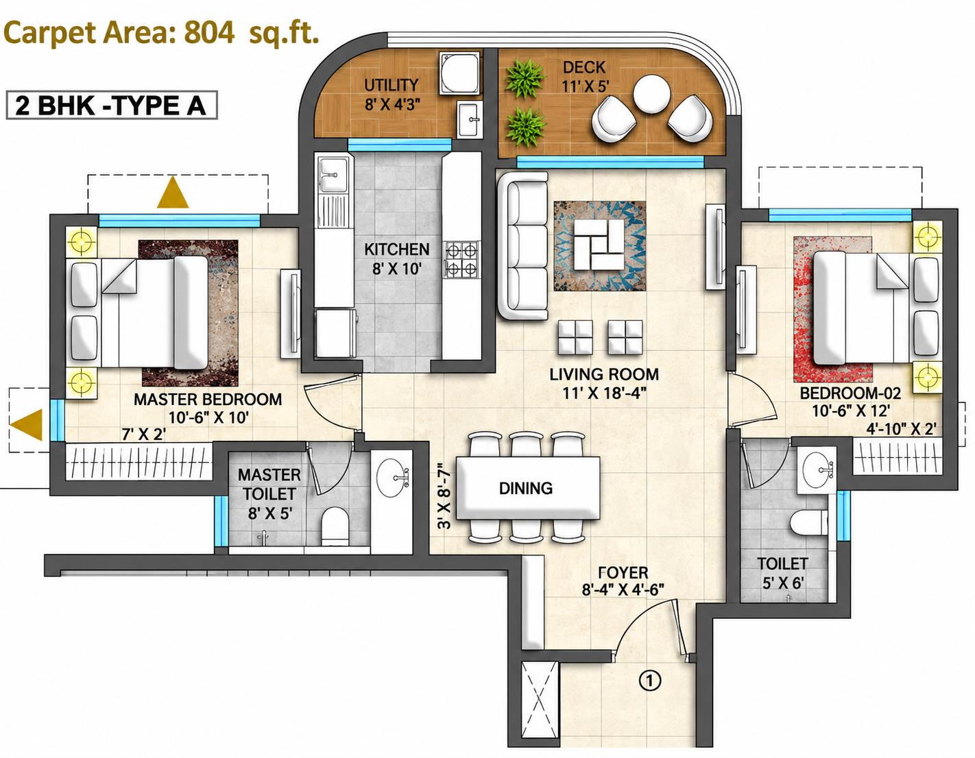 2BHK Premium floor plan