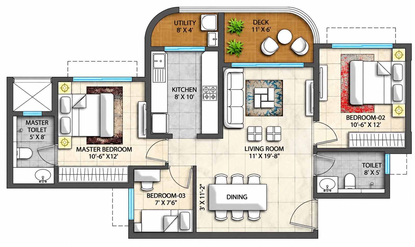 2.5BHK floor plan
