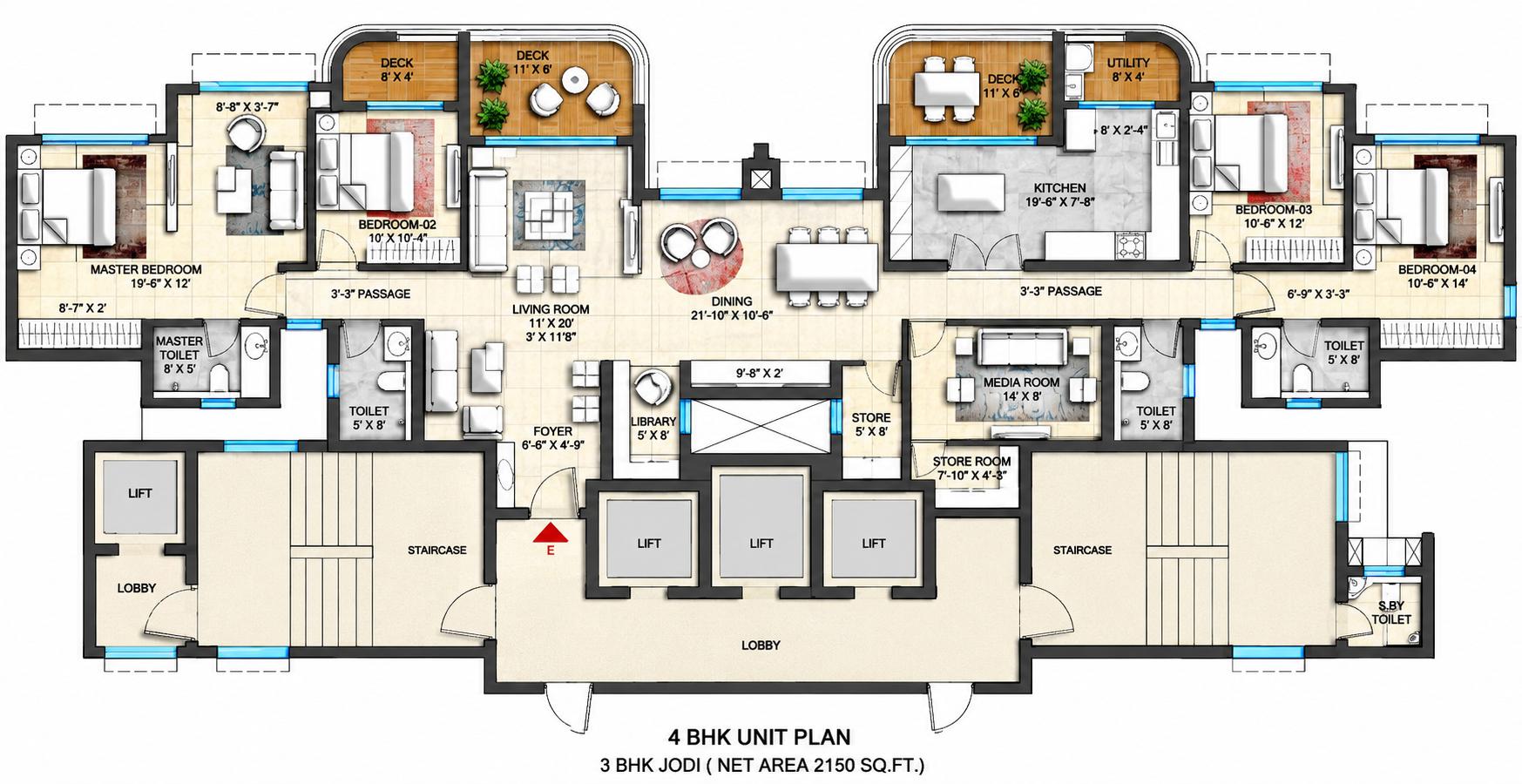 4BHK floor plan