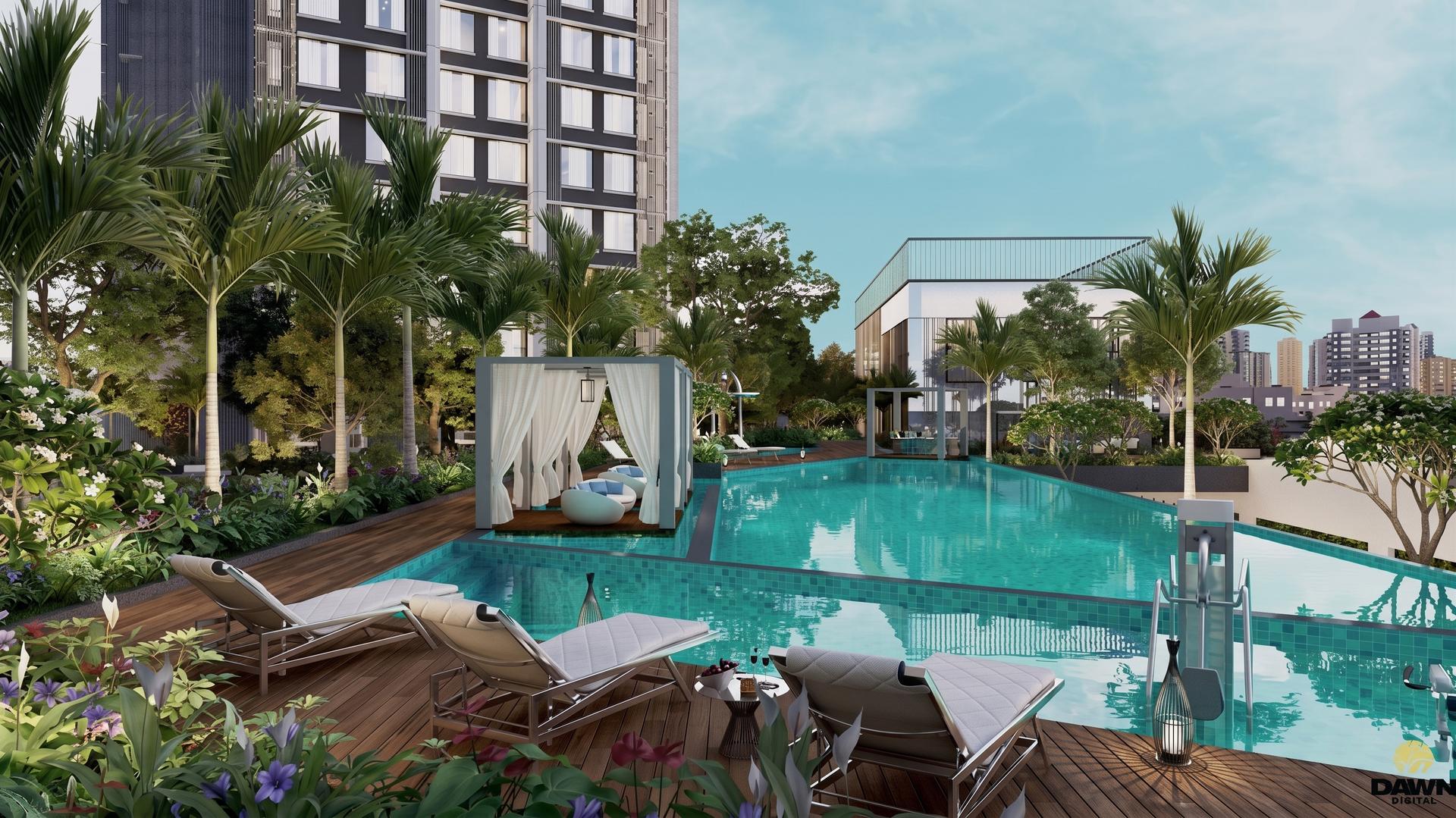 Swimming pool at Bhoomi Simana, Parel