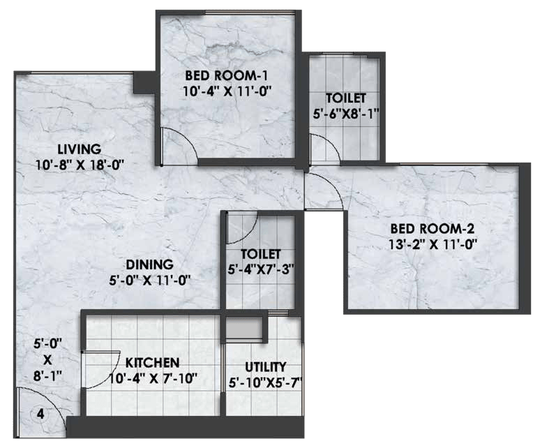 2 BHK floor plan