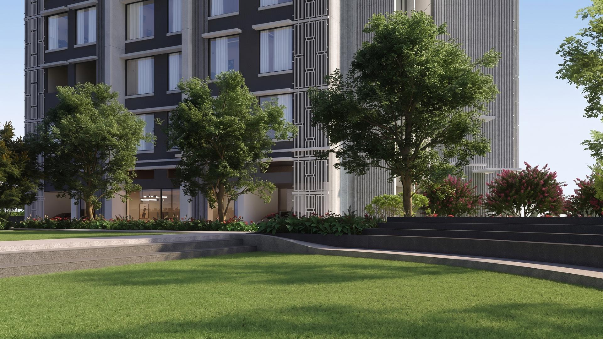 Landscaped gardens at Bhoomi Simana, Parel
