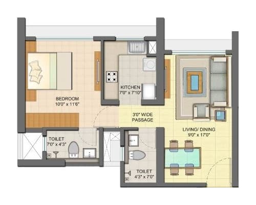 1 BHK - Orchid floor plan