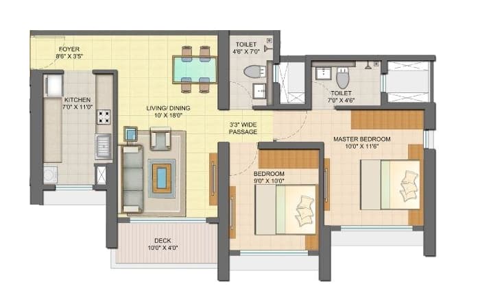 2 BHK - Orchid floor plan